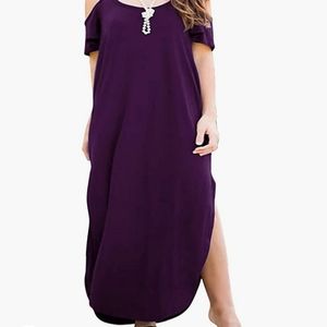 Nemidor Cold Shoulder Purple Maxi Dress Size 16